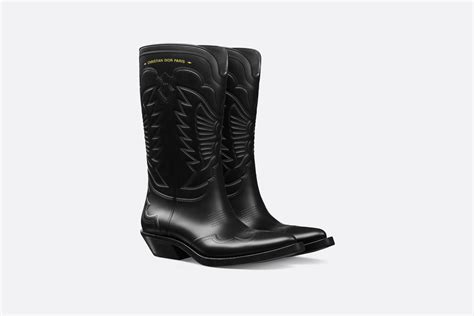 Dior Wind Heeled Boot Black Rubber 